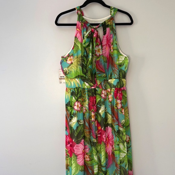 NWT Nine West Tropical Floral Halter Maxi Dress Womens Size 12 - Picture 7 of 12